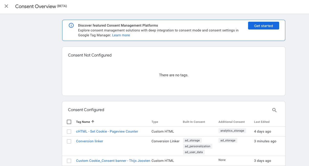 Google Tag Manager consent check